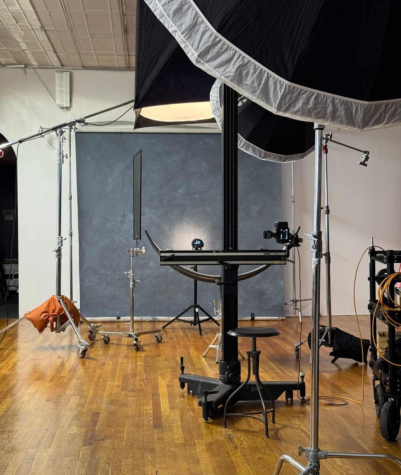 Behind-the-scenes video production and corporate headshot setup inside Ken Jones Photography studio