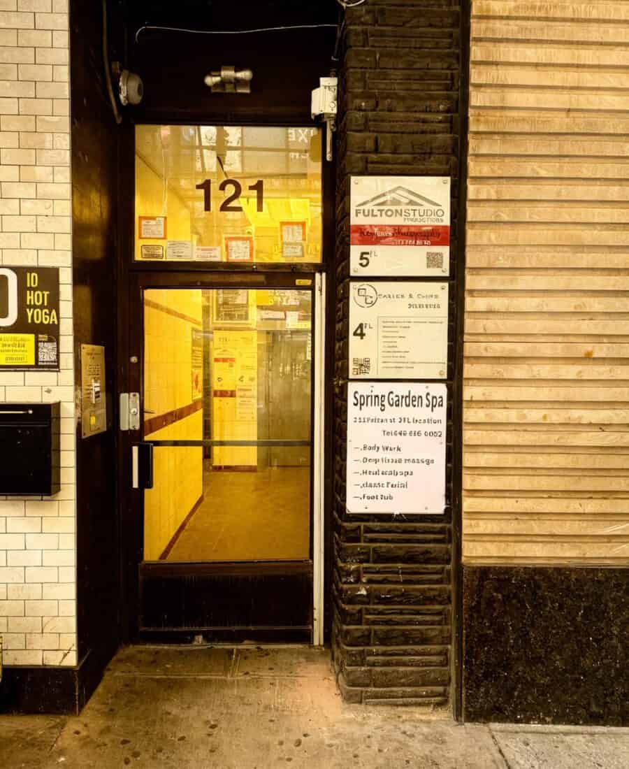 Entrance to FultonStudio and Ken Jones Photography in downtown Manhattan