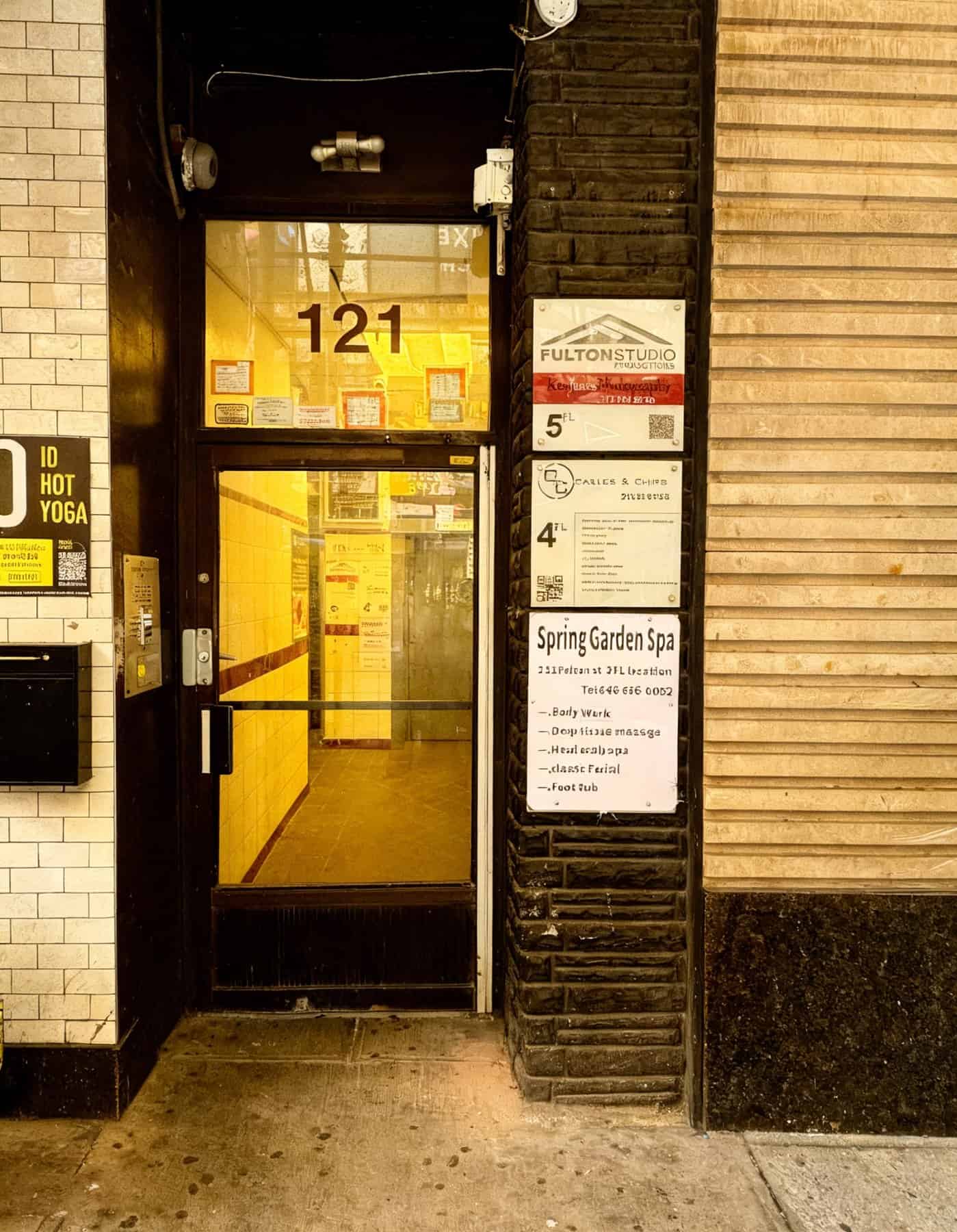 Entrance to FultonStudio and Ken Jones Photography in downtown Manhattan