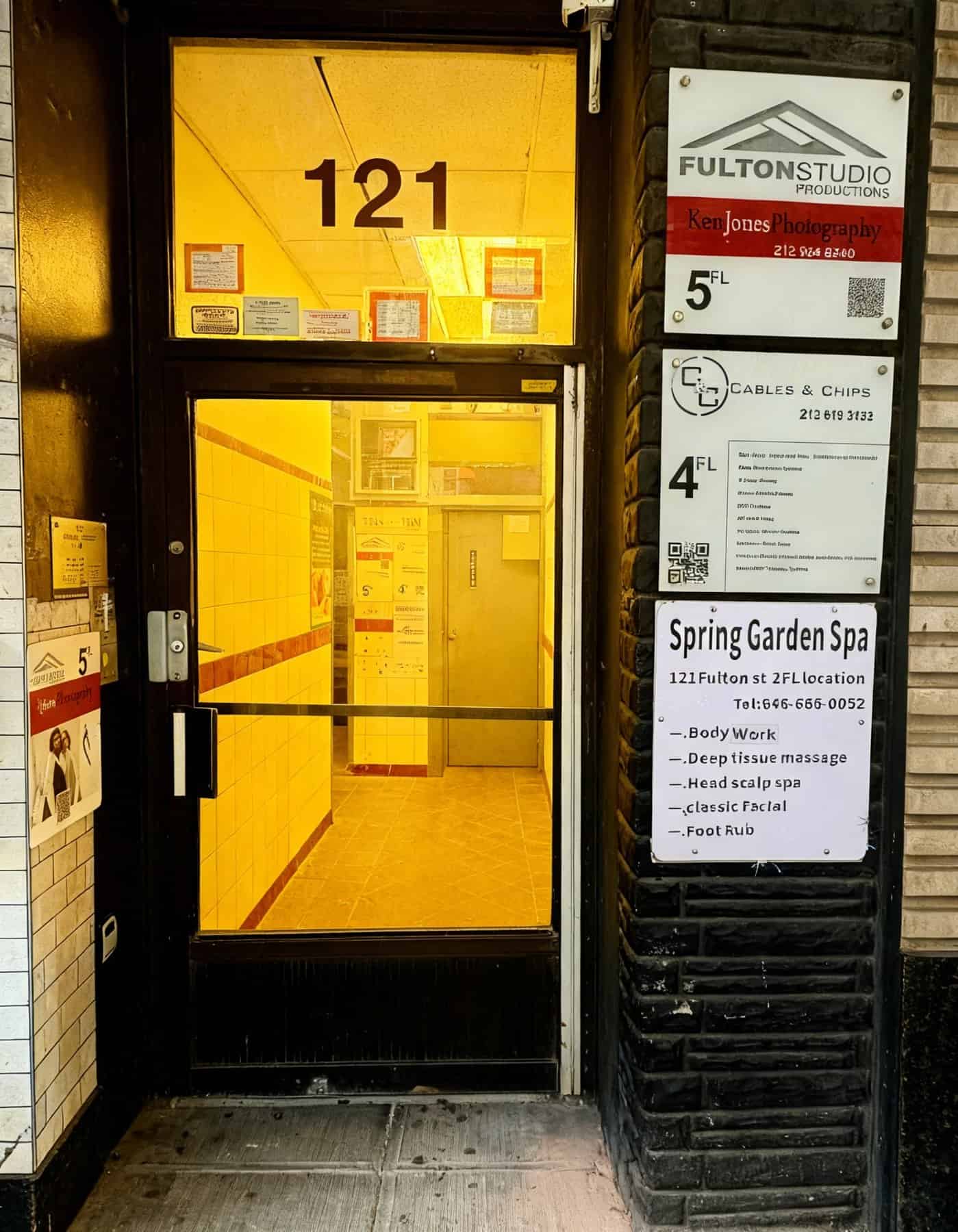FultonStudio and Ken Jones Photography entrance sign for the downtown Manhattan studio