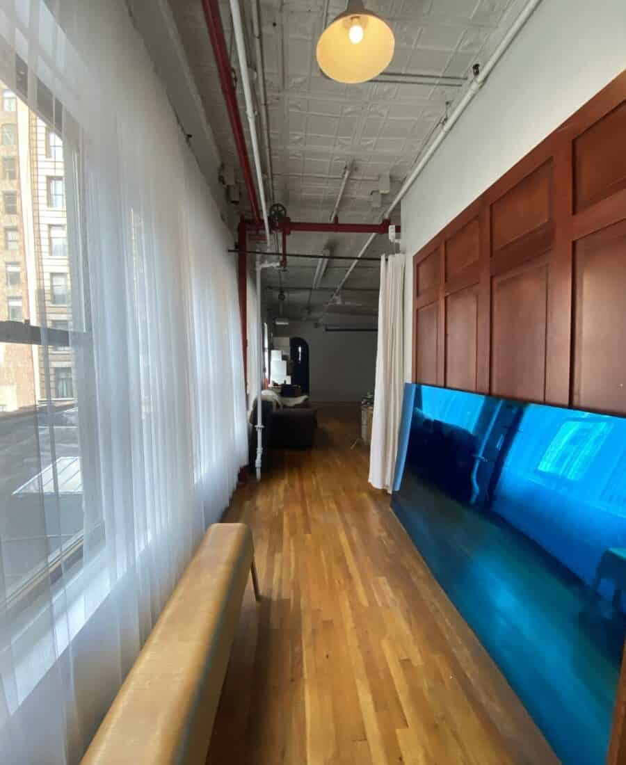 Natural light hallway and window area inside a downtown Manhattan photo studio